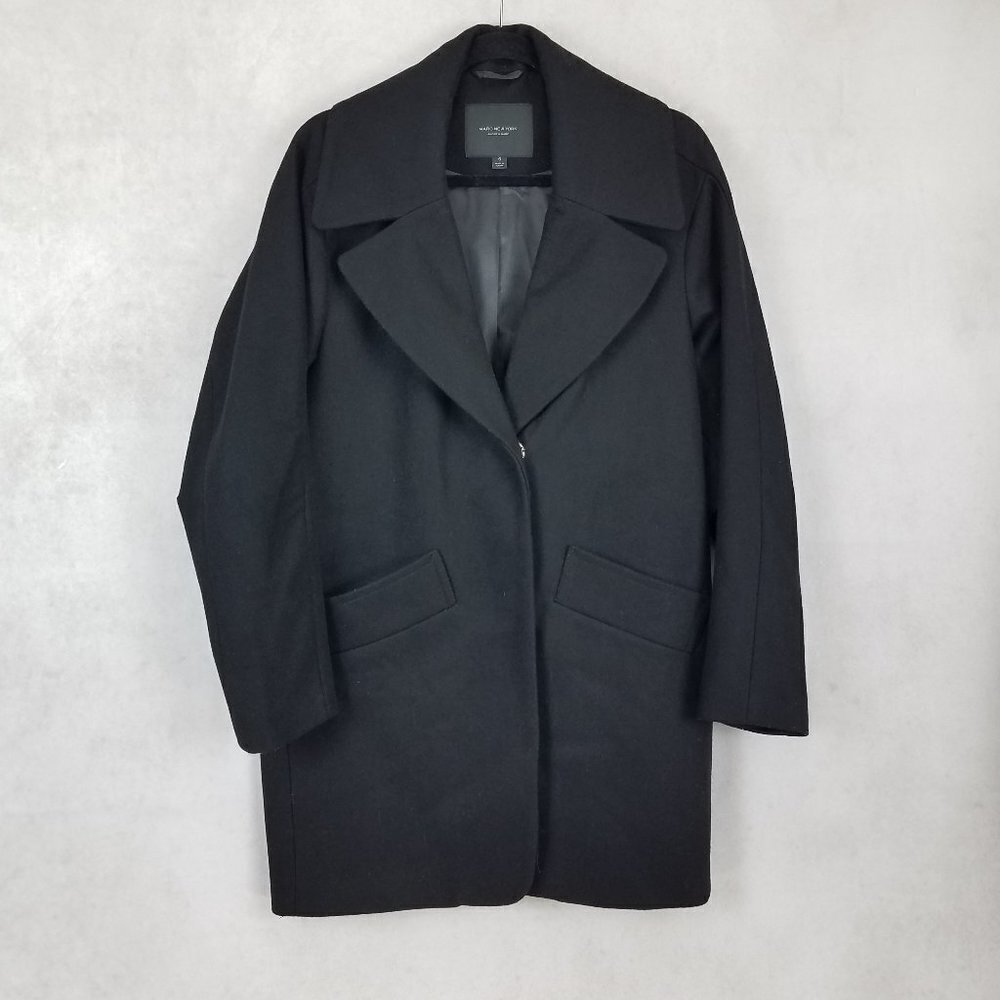 Marc NY Andrew Marc Wool Peacoat Overcoat Black Women 6 Preppy Classic Career